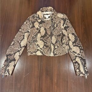 H&M Brown Snake Print Leather Jacket